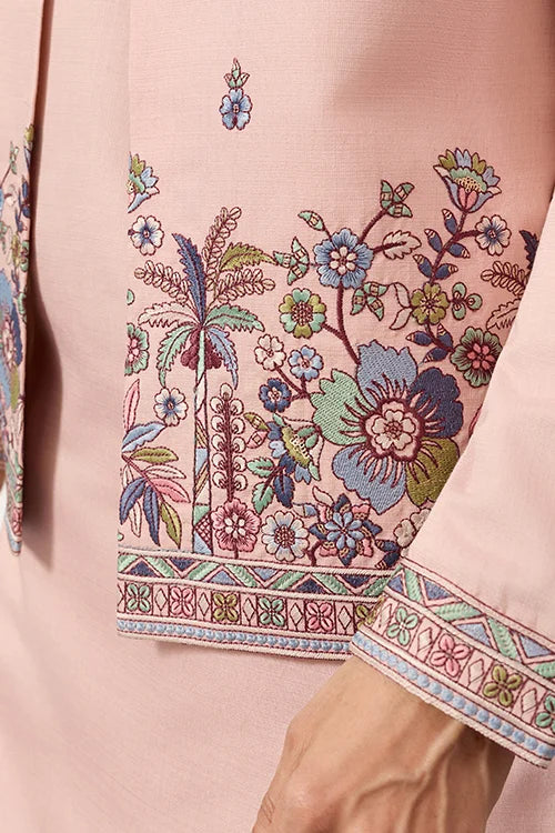 Men’s Pastel Blue Embroidered Kurta Set with Floral Detailing