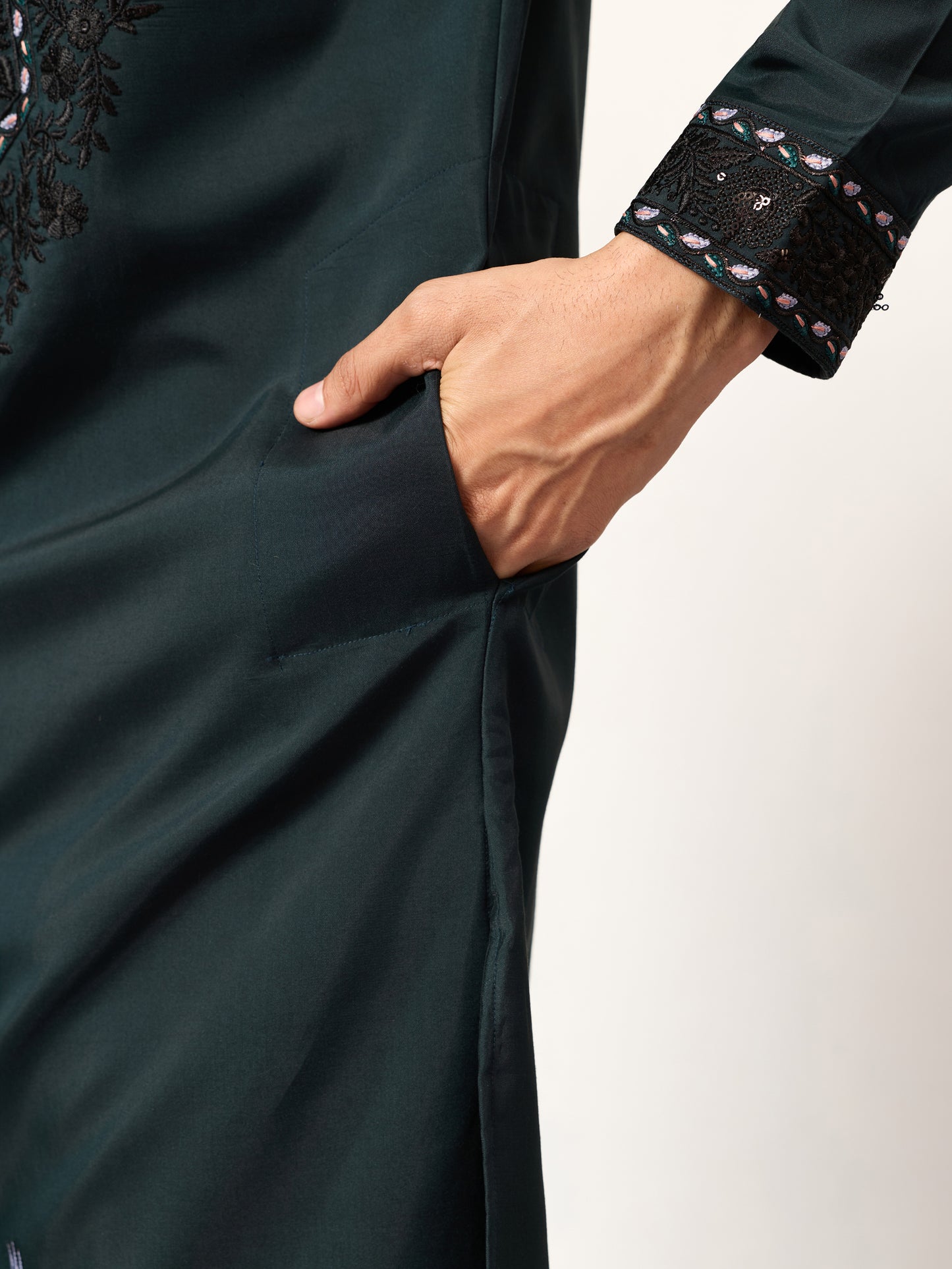 Navy Royale Aviary Embroidered Kurta with Dupatta