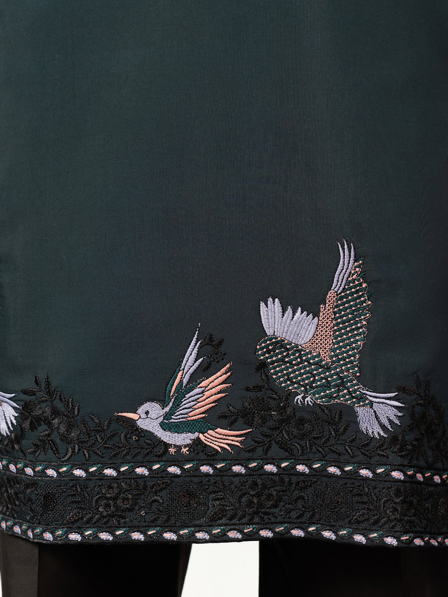 Navy Royale Aviary Embroidered Kurta with Dupatta